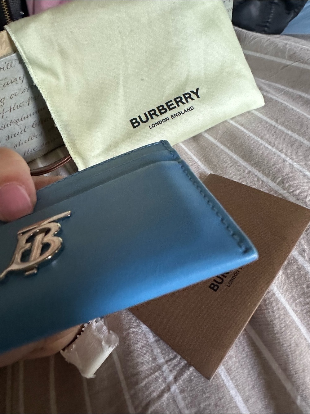 Burberry Blue Leather TB Monogram Card Holder - Picture 6 of 7